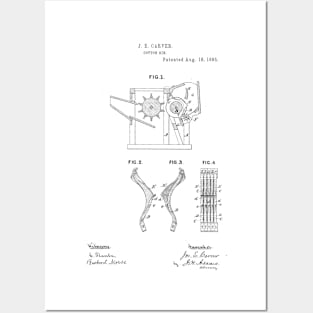 Cotton Gin Vintage Patent Hand Drawing Funny Novelty Gift Posters and Art